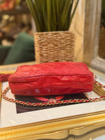 Chanel Red Quilted Leather Camera Bag With Tassel