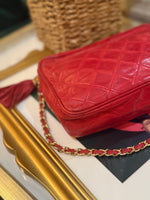 Chanel Red Quilted Leather Camera Bag With Tassel