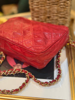 Chanel Red Quilted Leather Camera Bag With Tassel