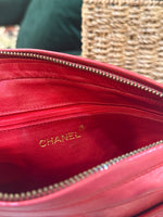 Chanel Red Quilted Leather Camera Bag With Tassel